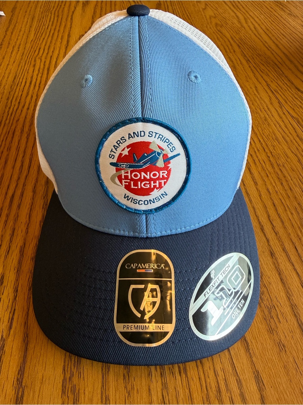 Honor Flight Wisconsin Mesh Back Hat - Light Blue & Navy